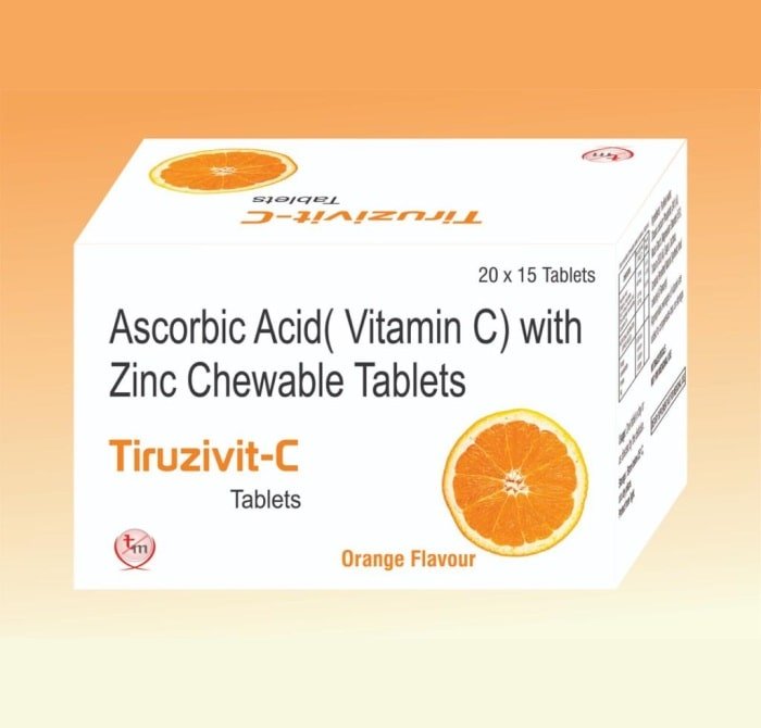 Tiruzivit-C-Tablets-Orange-Flavor-Ascorbic-Acid-Vitamin-C-with-Zinc-Chewable-Tablets-Tiruvision-Medicare-Best-Pharmaceutical-Contract-Manufacturing-Company